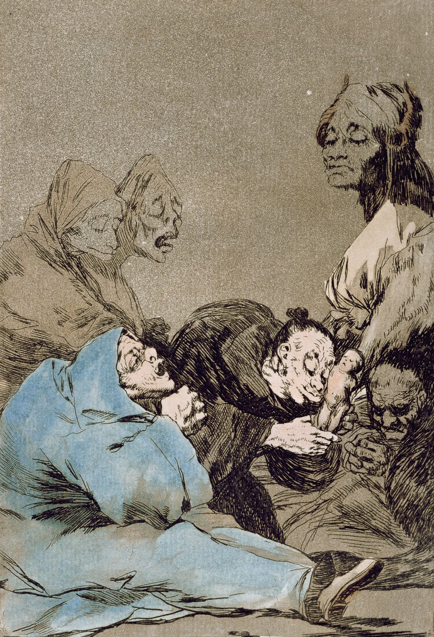 Obsequio a el maestro (هدية للماجستير) ، اللوحة 47 من "Los Caprichos" ، الطبعة الأصلية ، أواخر القرن الثامن عشر (نقش الألوان) بواسطة فرانسيسكو دي جويا