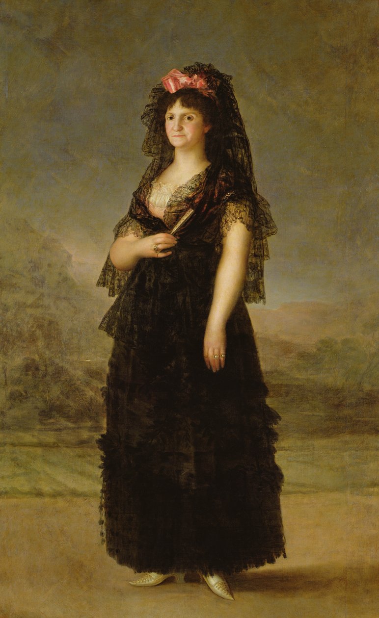الملكة ماريا لويزا (1751-1819) مرتدية مانتيلا 1799 بواسطة فرانسيسكو دي جويا