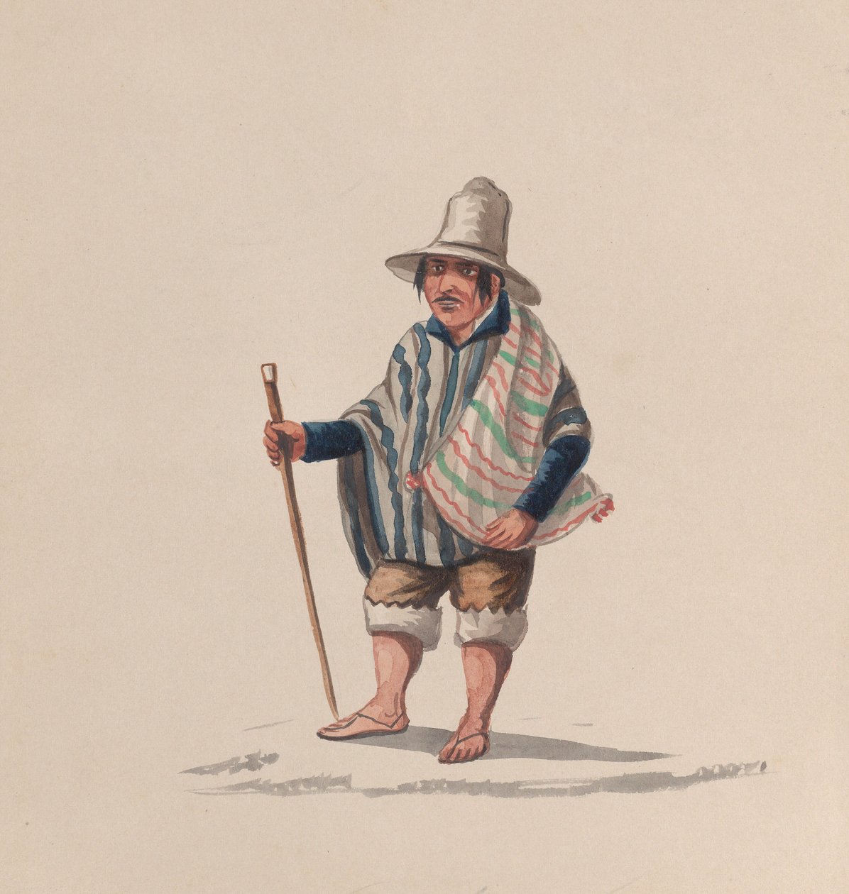 رجل من بيرو ، من مجموعة رسومات تصور زيًا بيروفيًا ، كاليفورنيا. 1848. بواسطة فرانسيسكو