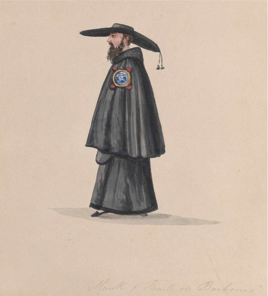 راهب من رتبة باربون ، من مجموعة رسومات تصور زي بيرو ، 1848. بواسطة فرانسيسكو
