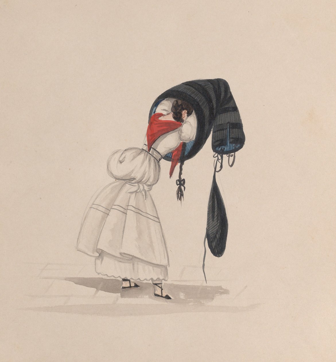 امرأة ترتدي سايا ، من الخلف ، من مجموعة رسومات تصور ... ، حوالي. 1848. بواسطة فرانسيسكو