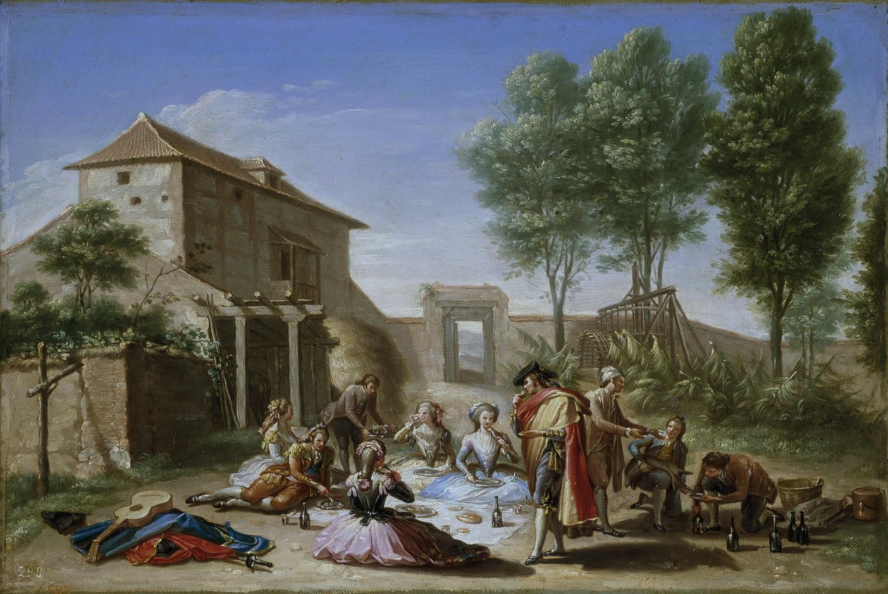 Snack in the Field، c.1784-5 (زيت على قماش) بواسطة Francisco Bayeu y Subias