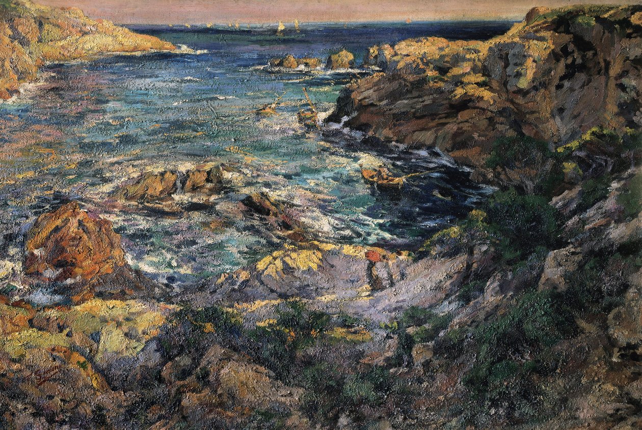 "" منظر لساحل إيجوابلافا في إسبانيا "لوحة رسمها فرانسيسك جيمينو إي أراسا (1858-1927) نهاية القرن التاسع عشر ، بداية القرن العشرين ، برشلونة. Museu Nacional d'Art de Catalunya. بواسطة فرانسيسكو جيمينو واي أراسا