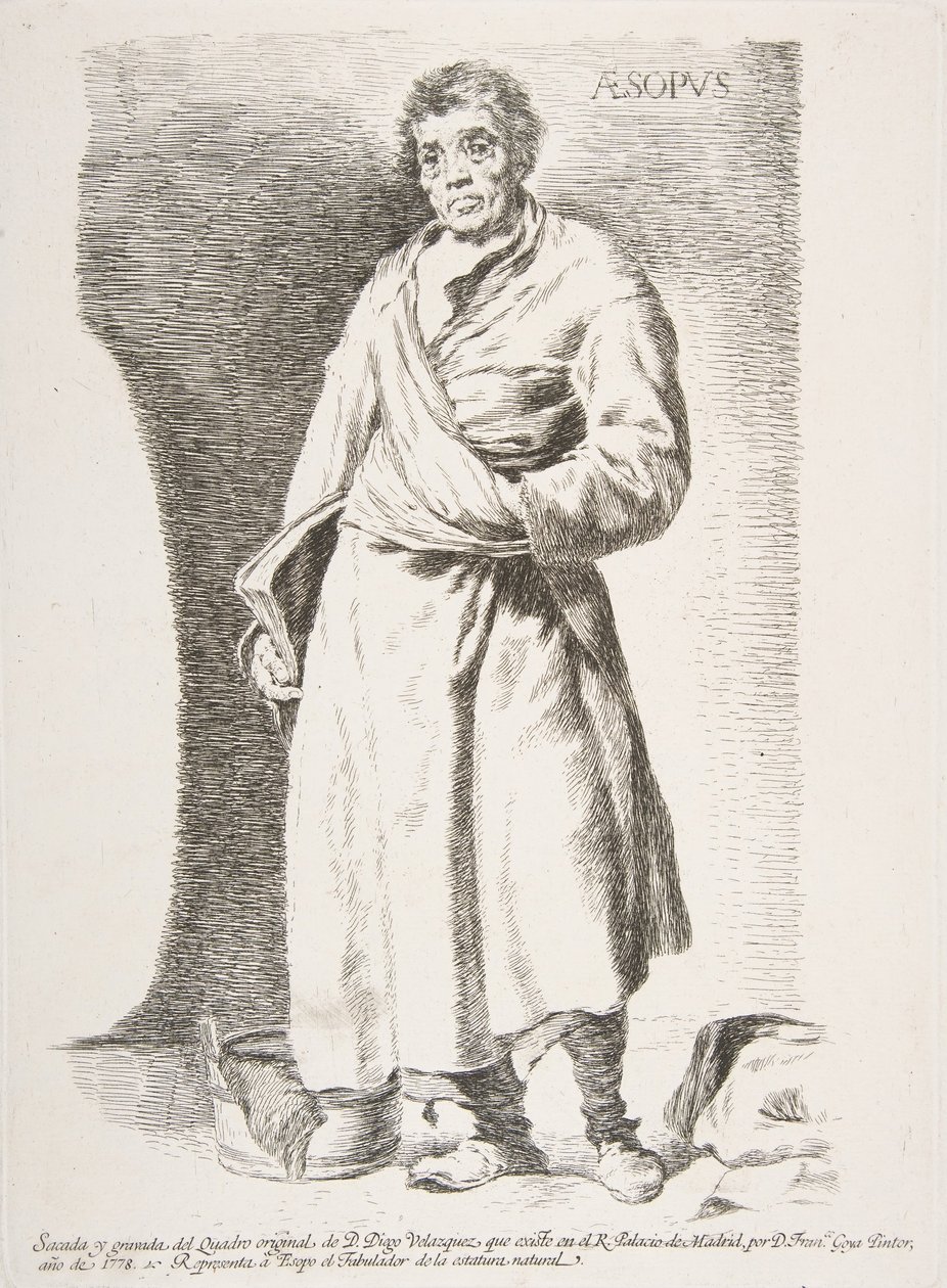 إيسوب إيسوبوس ، من Etchings بعد فيلاسكيز ، 1778. بواسطة فرانسيسكو دي جويا