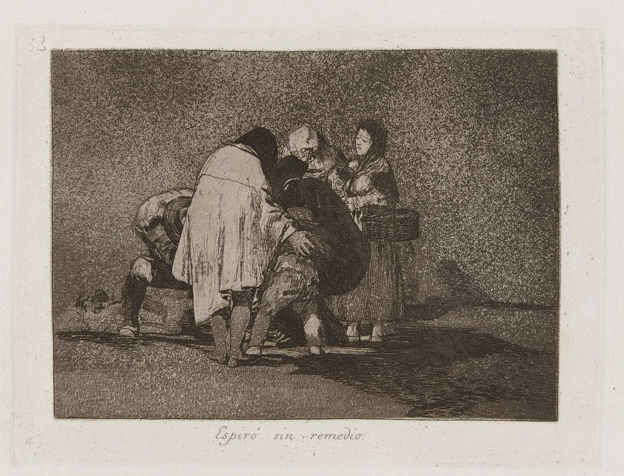 اسبير؟ علاج الخطيئة (لم يكن هناك شيء يمكن فعله ومات) ، اللوحة 53 من Los desastres de la guerra (كوارث الحرب) بواسطة فرانسيسكو دي جويا