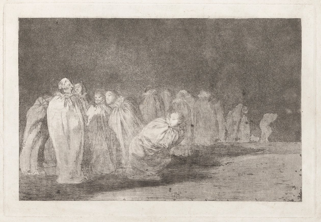 Los ensacados (The Men in Sacks) ، المعروف أيضًا باسم So el sayal ، hay al (يوجد شيء تحت قماش الخيش) ، من سلسلة Los disparates (Los proverbios) بواسطة فرانسيسكو دي جويا