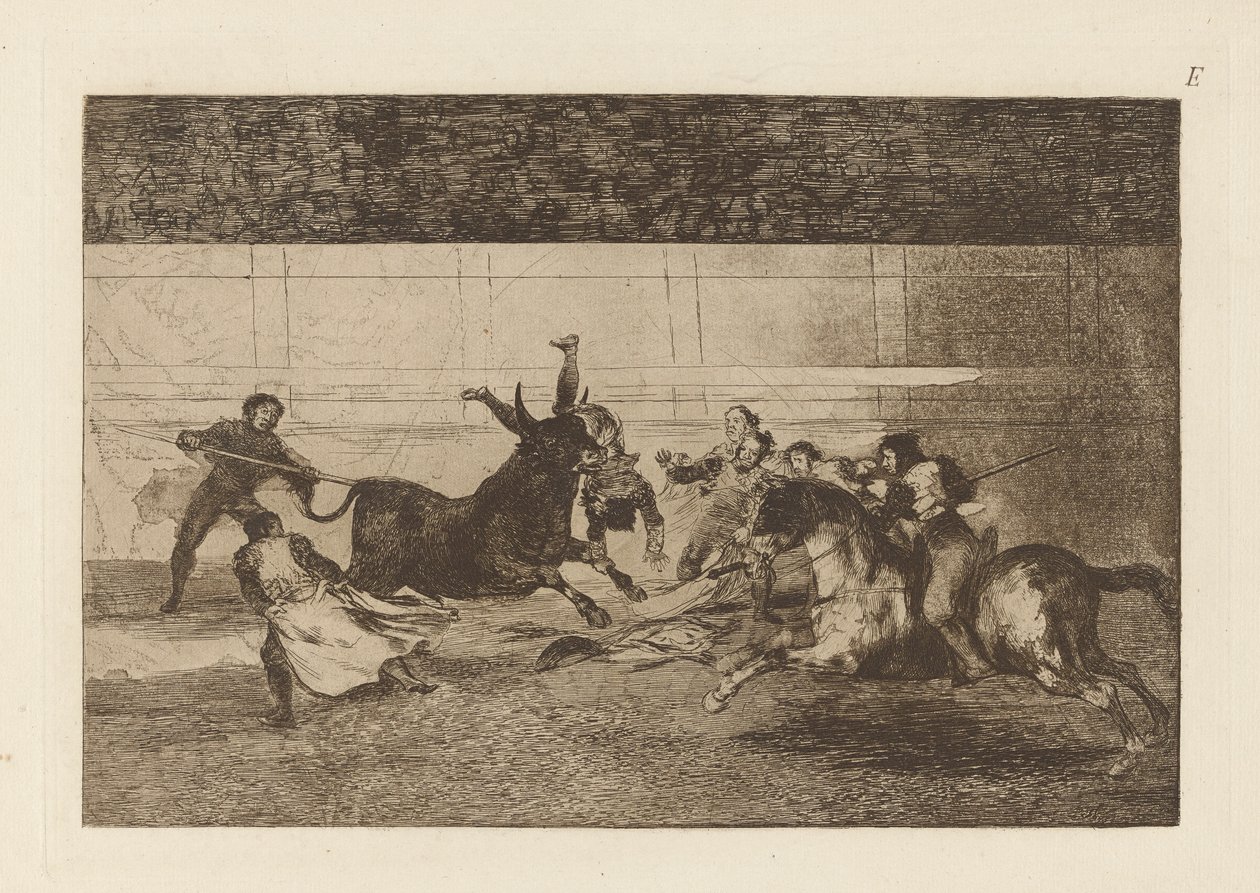 The Death of Pepe Illo (Death of Pepe Illo ، 2nd Composition) ، لوحة E من The Bull Maquia (الإصدار الثالث) بواسطة فرانسيسكو دي جويا