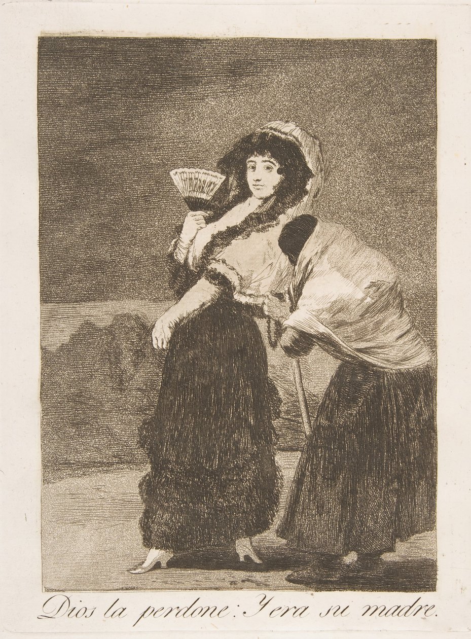 اللوحة 16 من لوس كابريتشوس: بحق السماء: وكانت والدتها ديوس لا بيردون: Y ...، 1799. بواسطة فرانسيسكو دي جويا
