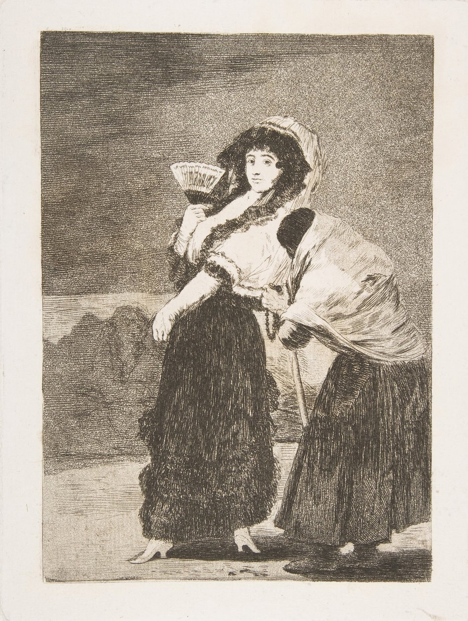 اللوحة 16 من لوس كابريتشوس: بحق السماء: وكانت والدتها ديوس لا بيردون ... ، 1797-98. بواسطة فرانسيسكو دي جويا
