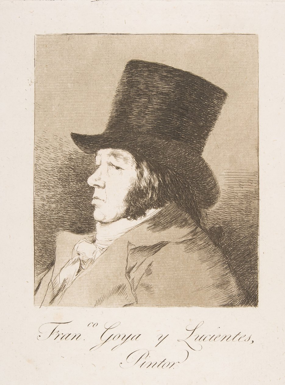 اللوحة 1 من "Los Caprichos": صورة شخصية لغويا فرانكو. غويا ولوسينتس ، رسام 1799. بواسطة فرانسيسكو دي جويا