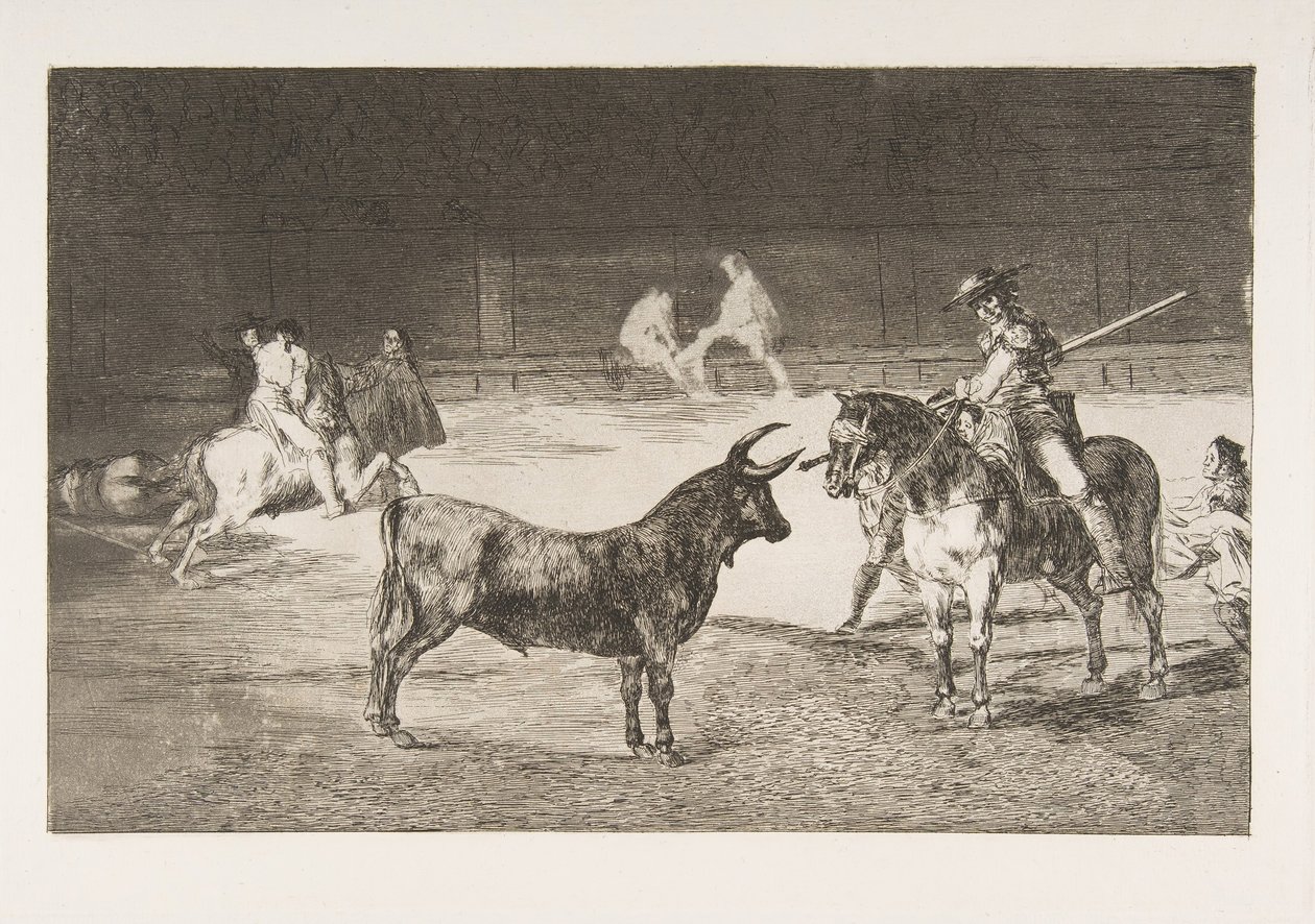 اللوحة 27 من Tauromaquia: البيكادور الشهير ، فرناندو ديل تورو ، يرسم الشق ... ، 1816. بواسطة فرانسيسكو دي جويا
