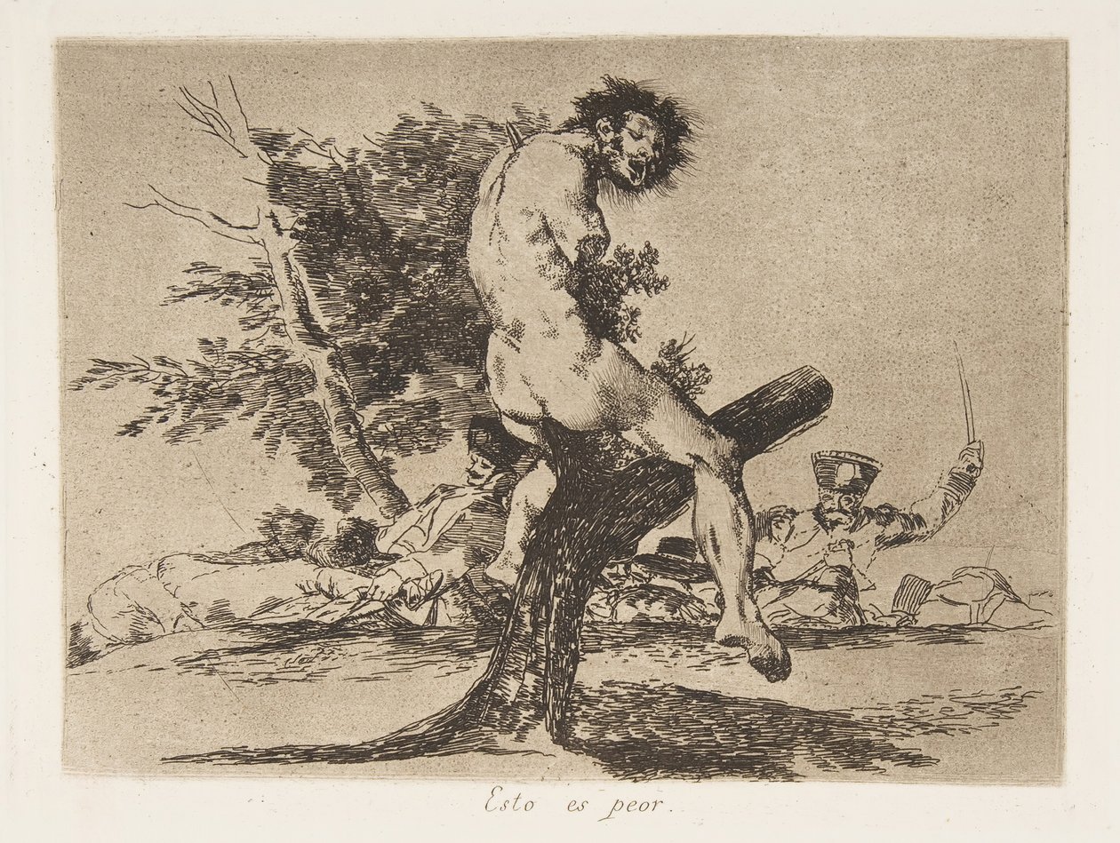 اللوحة 37 من "كوارث الحرب" كوارث الحرب: "هذا ... ، نُشر عام 1810 بواسطة فرانسيسكو دي جويا