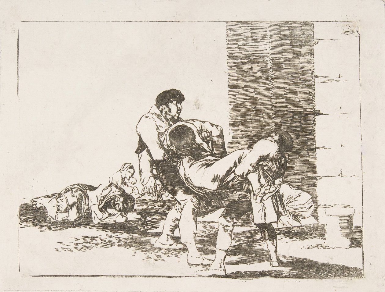 اللوحة 56 من "كوارث الحرب" Los Desastres de la Guerra: "إلى المقبرة" أ ... ، 1810-14. بواسطة فرانسيسكو دي جويا