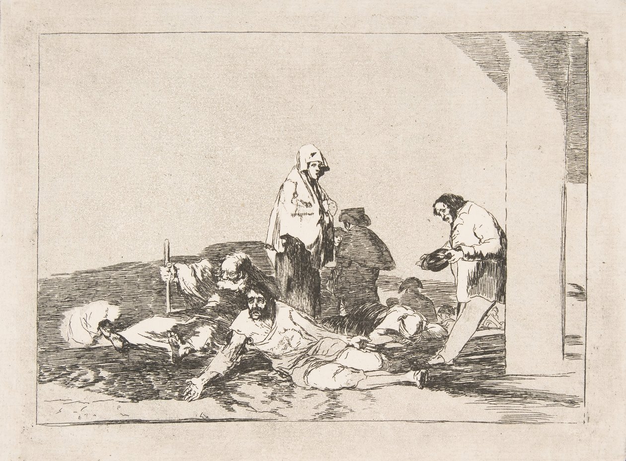 اللوحة 58 من كوارث الحرب Los Desastres de la Guerra: لا فائدة من البكاء ... ، 1811-12. بواسطة فرانسيسكو دي جويا