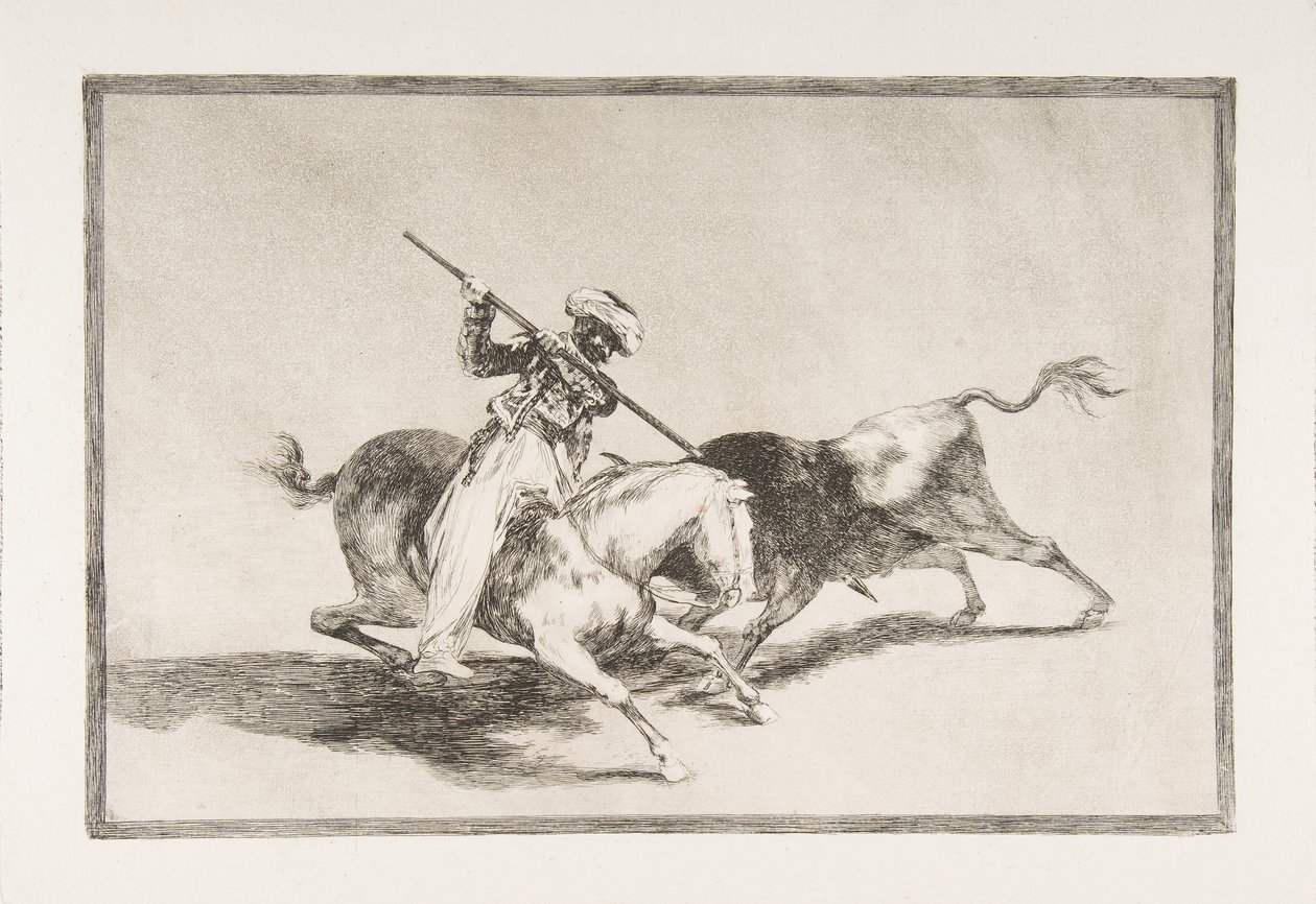 اللوحة 5 من Tauromaquia: مور غزال الحماسي هو أول من رمح الثيران اتفاق ... ، 1816. بواسطة فرانسيسكو دي جويا