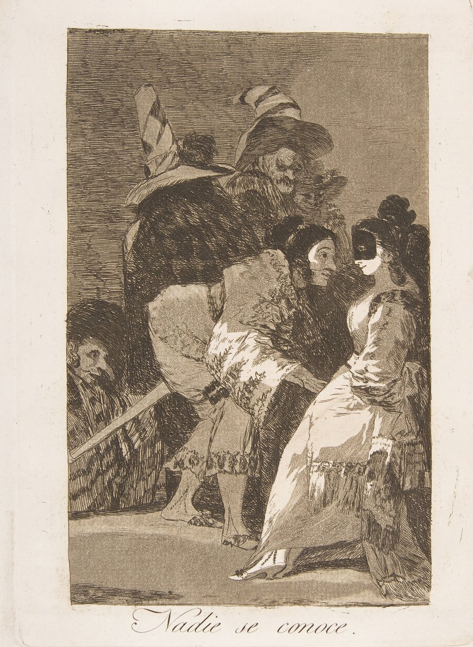 اللوحة 6 من Los Caprichos: لا أحد يعرف نفسه Nadie se conoce. ، 1799. بواسطة فرانسيسكو دي جويا