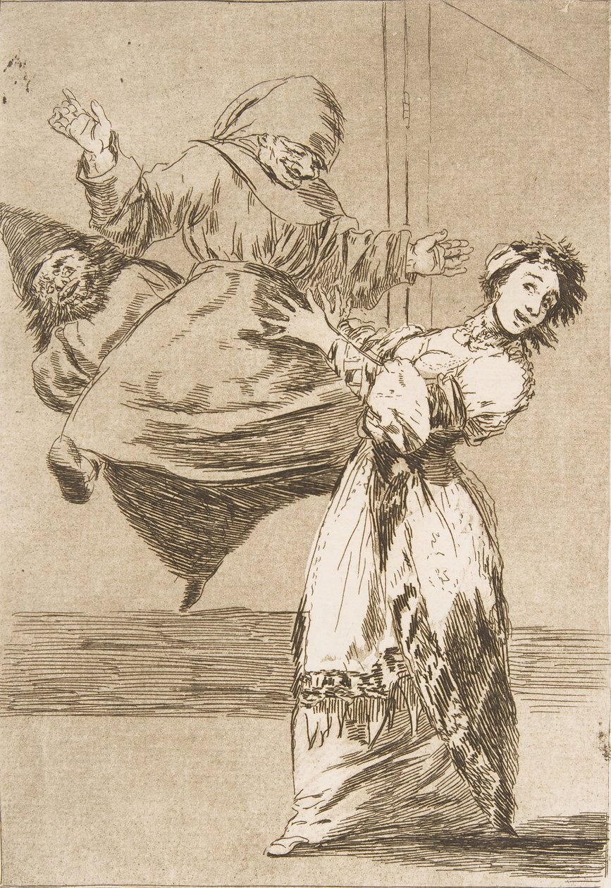 اللوحة 74 من لوس كابريتشوس: Dont scream، stupid No grites، tonta، 1799. بواسطة فرانسيسكو دي جويا