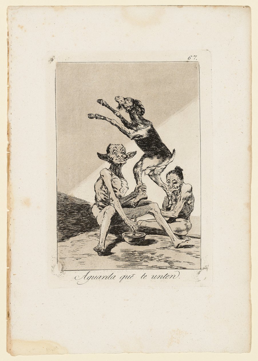 انتظر حتى يتم مسحك ، طبق من "لوس كابريتشوس" ، 1799 بواسطة فرانسيسكو دي جويا