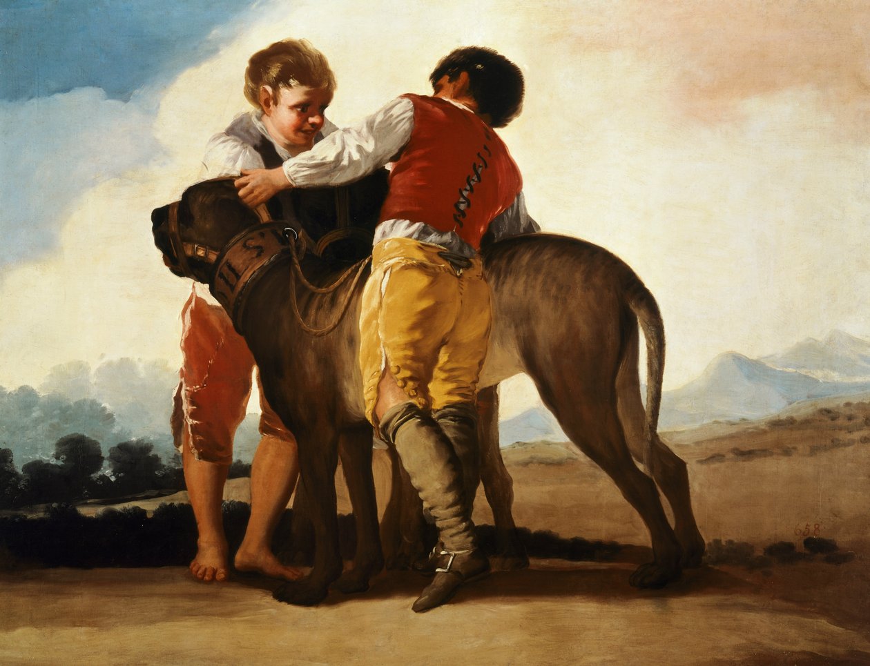 Boys with mastiff, c.1786 (oil on canvas) بواسطة فرانسيسكو خوسيه دي جويا إي لوسينتس