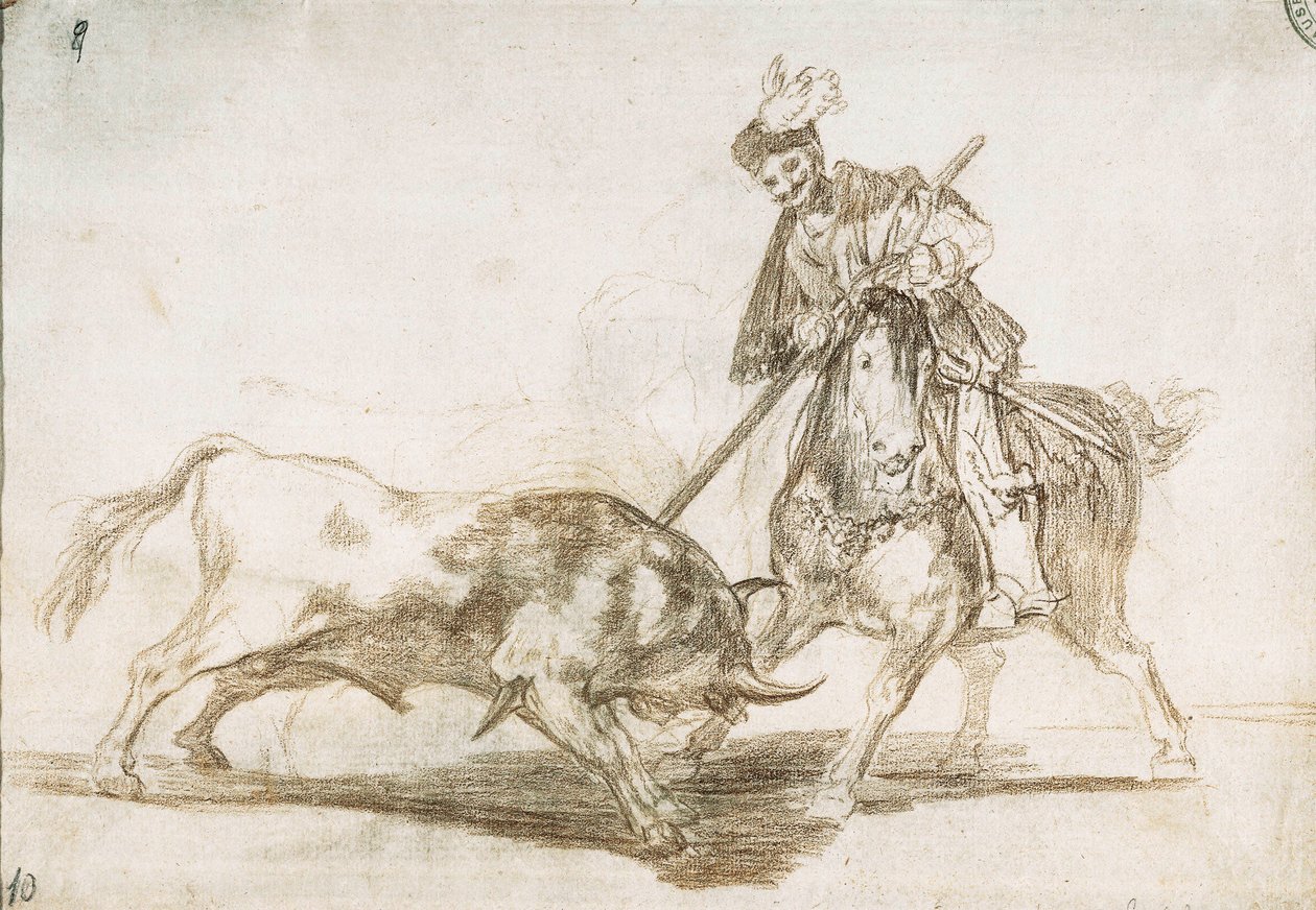 مصارعة الثيران: يخترق سيد ثورًا آخر من رمحه 1815-16 (رسم تحضيري) بواسطة فرانسيسكو دي جويا
