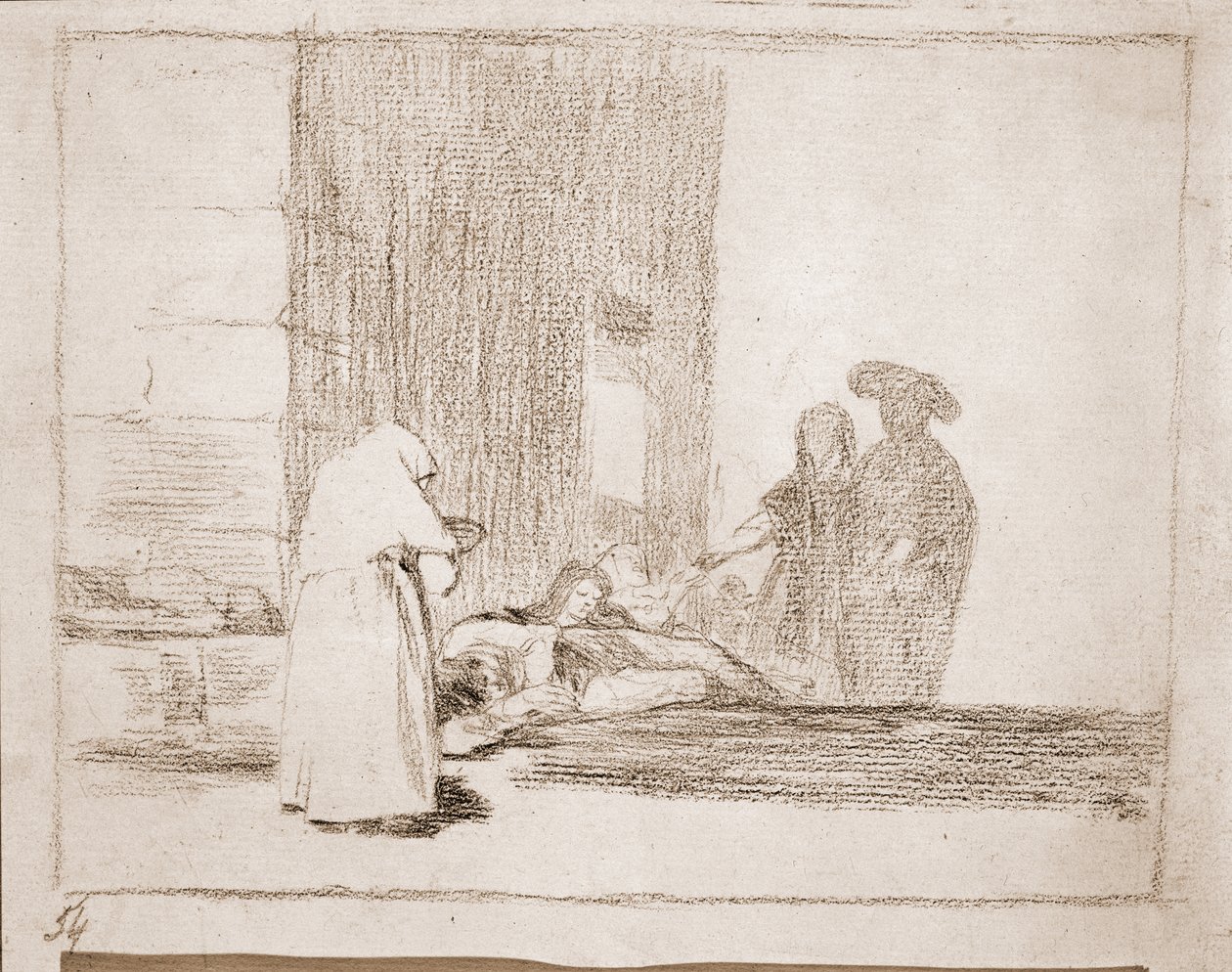 Charity of a Woman ، رسم توضيحي من سلسلة "كوارث الحرب" ، حوالي 1810-2020 (قلم تلوين على ورق) بواسطة فرانسيسكو دي جويا