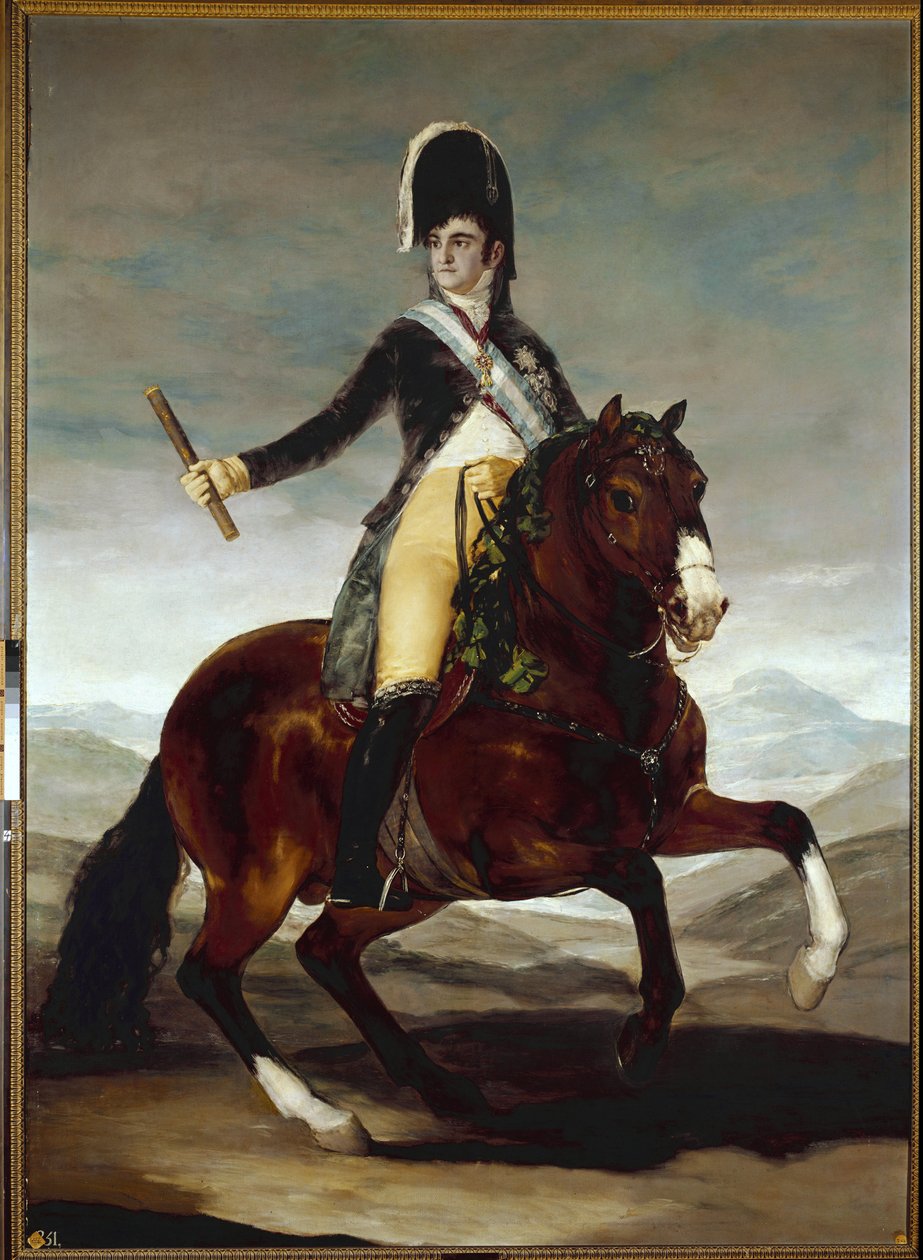 صورة الفروسية لفرديناند السابع (فرناندو السابع) (1784-1833) - لوحة لفرانسيسكو جويا ي لوسينتيس (1746-1828) ، زيت على قماش ، 286 × 207 سم بواسطة فرانسيسكو دي جويا