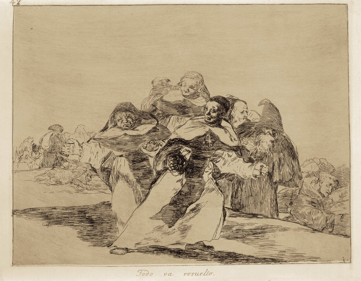 GOYA Y LUCIENTES ، فرانسيسكو دي (1746-1828). كل شيء رأسا على عقب. 1810-1820. (17.6 × 22.2 سم). اللوحة 42 من "كوارث الحرب". النقش. إسبانيا. مدريد (مجتمع مستقل). مدريد. متحف برادو بواسطة فرانسيسكو خوسيه دي جويا إي لوسينتس