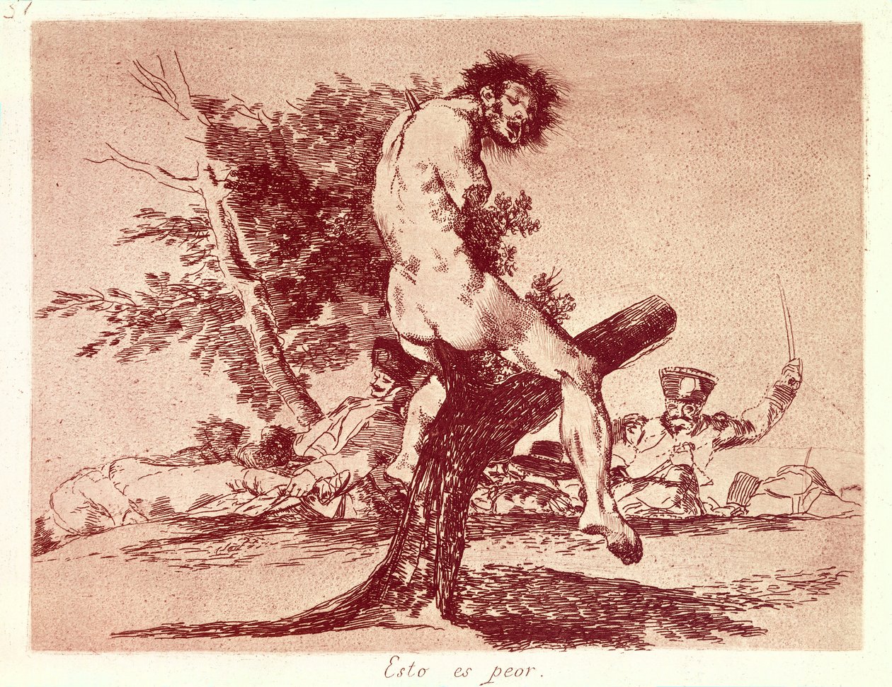 GOYA Y LUCIENTES ، فرانسيسكو دي (1746-1828). كوارث الحرب. هذا أسوأ. 1810-1820. النقش. إسبانيا. مدريد (مجتمع مستقل). مدريد. مكتبة الوطنية بواسطة فرانسيسكو خوسيه دي جويا إي لوسينتس