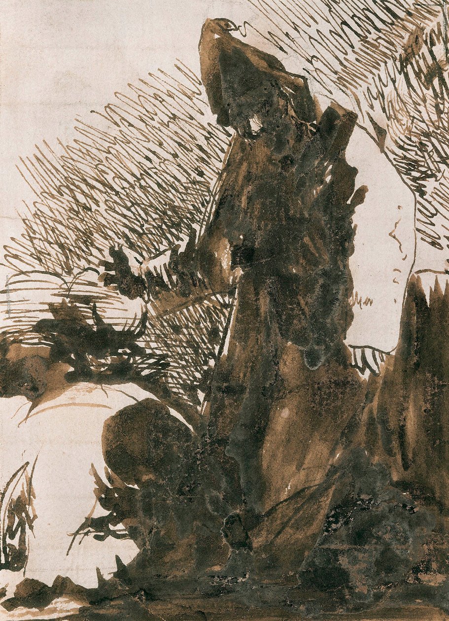 "" شخصيات تسجد أمام راهب "". غسل الرسم بواسطة فرانسيسكو دي جويا إي لوسينتس (1746-1828). 1820 مدريد. متحف برادو. بواسطة فرانسيسكو خوسيه دي جويا إي لوسينتس