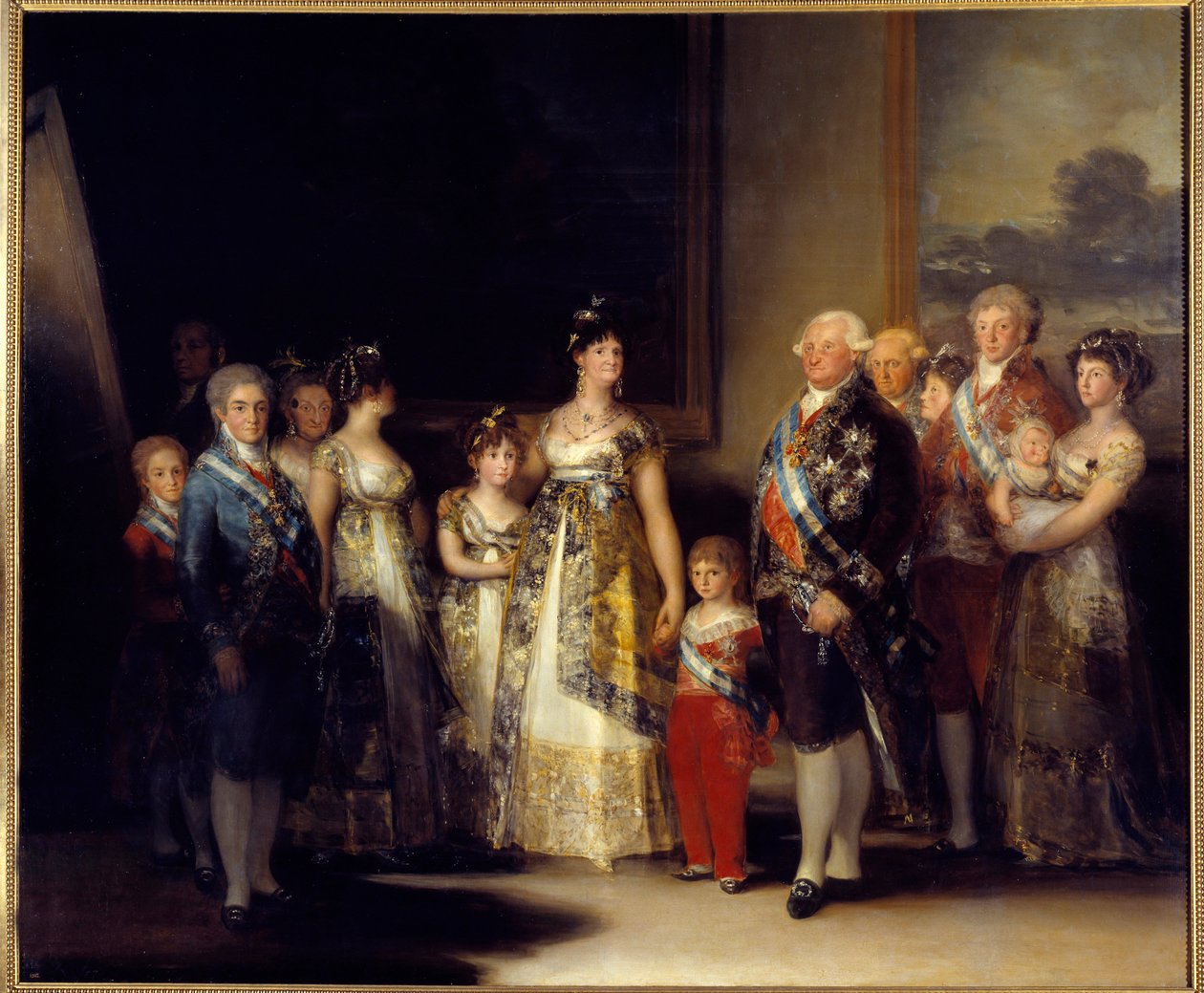 صورة لملك إسبانيا تشارلز الرابع (1748-1819) وأسرته في الوسط الملكة ماري لويز دي بوربون-بارما (1751-1819). لوحة لفرانسيسكو دي جويا يوسينتس (1746-1828) بواسطة فرانسيسكو دي جويا