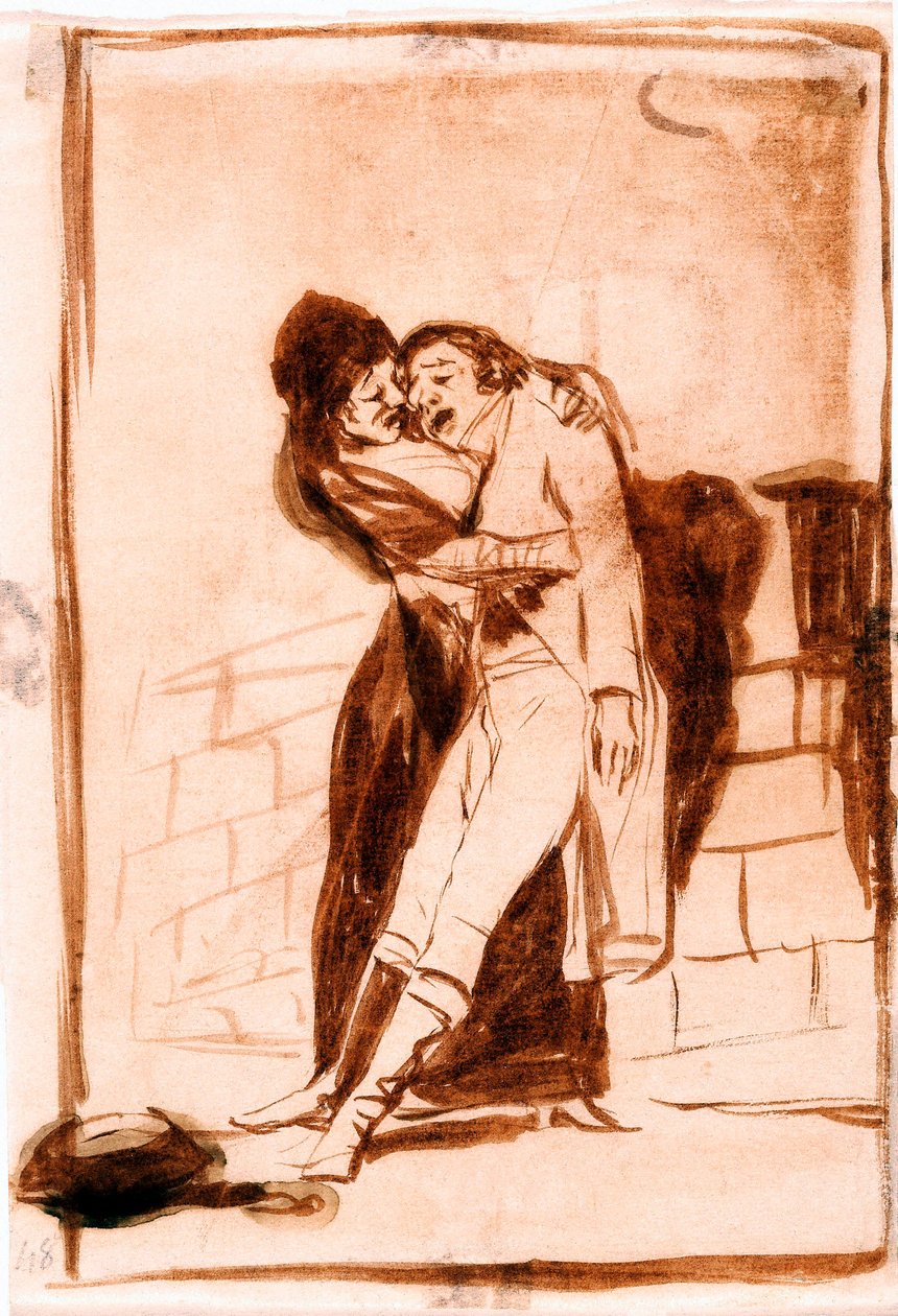 "النزوات" (لوس كابريتشوس): الحب والموت. الرسم التحضيري 1797-1798 (رسم) بواسطة فرانسيسكو دي جويا