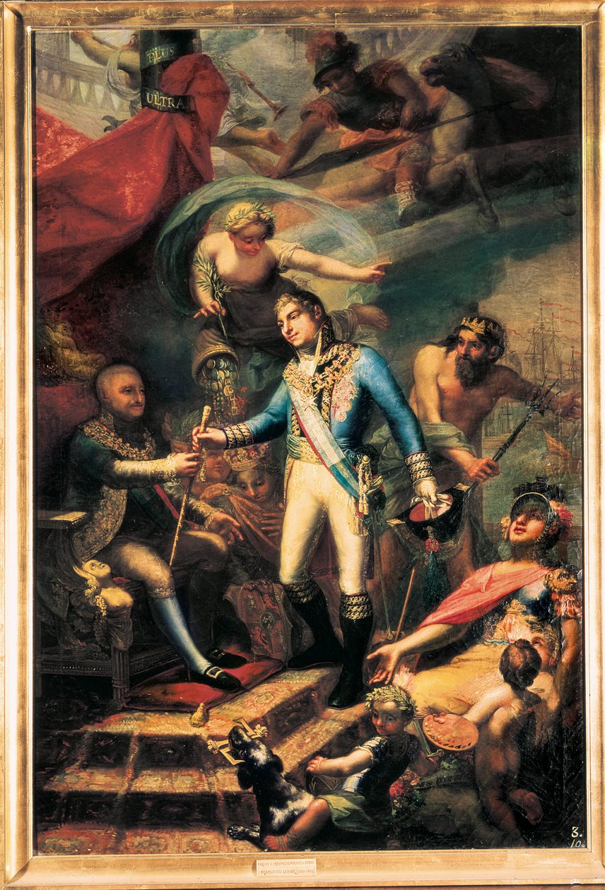 عيّن تشارلز الرابع ملك إسبانيا (1748-1819) مانويل جودوي (1767-1851) أميرالًا للبحرية بواسطة فرانسيسكو لاكر وفالديرمونت