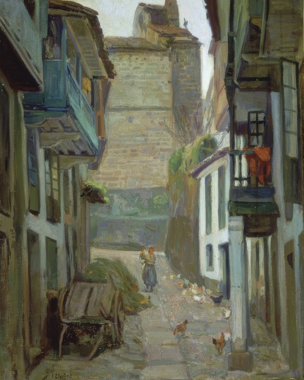 CALLE DE SANTA MARIA - BETANZOS - OLEO - LIENZO - 59X46 CM بواسطة فرانسيسكو لورينز دياز