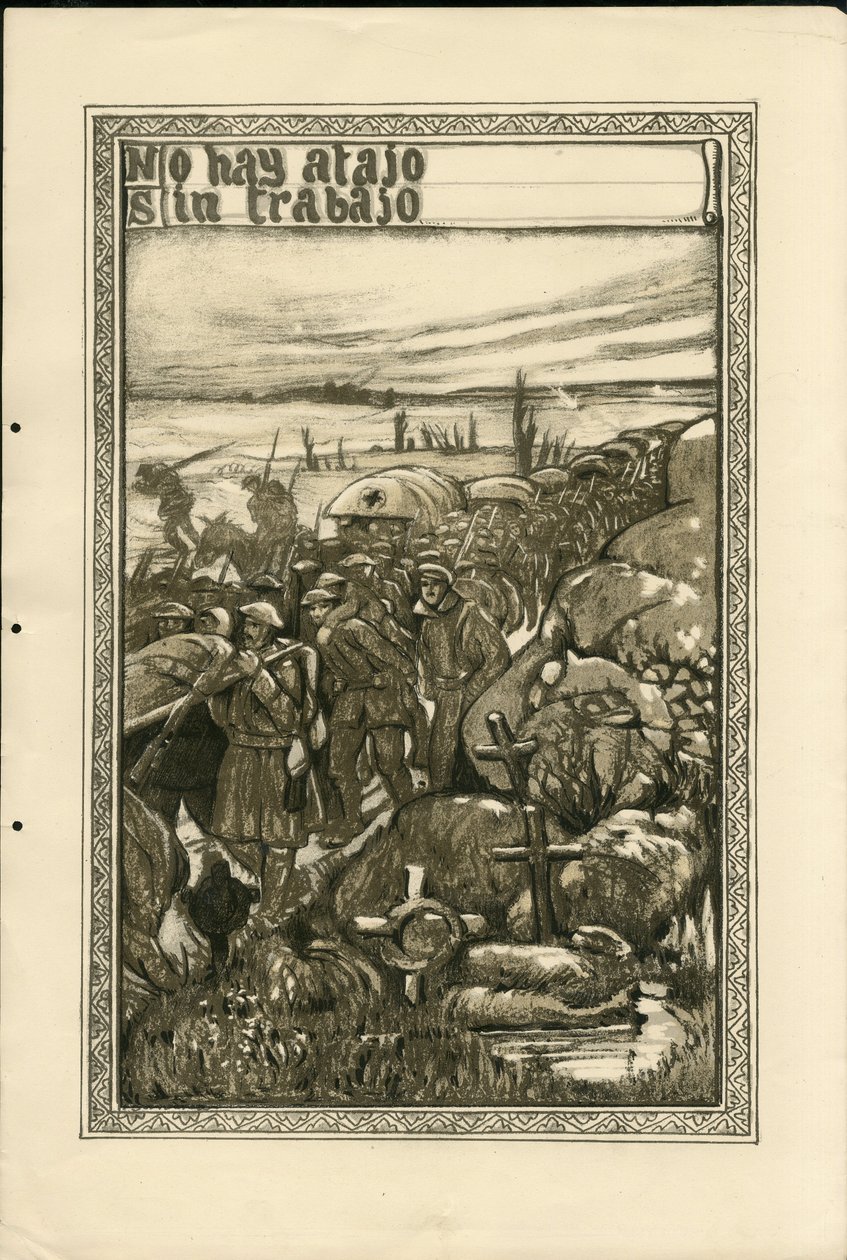 رسم توضيحي لفرانسيسكو سانشا لينغو (1874-1936) - ورقة طائرة ، حوالي عام 1915 - لا يوجد أتاجو سين تراباجو - حرب 14-18 ، شرائح ، اللغة الإسبانية ، الصحافة الأجنبية - السجناء بواسطة فرانسيسكو سانشا إي لينغو