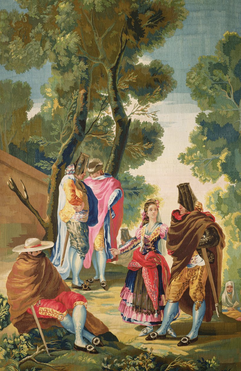 ماجا والرجال الملثمون ، ج 1777 (نسيج) بواسطة فرانسيسكو دي جويا