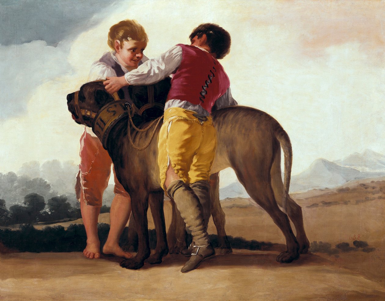 الأولاد مع كلب الدرواس ، حوالي عام 1786 (زيت على ورق مقوى) بواسطة فرانسيسكو دي جويا