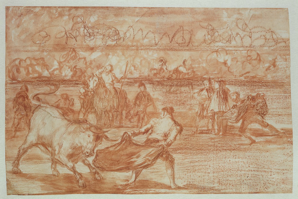 مصارعة الثيران ، 1815-16 (طباشير أحمر على ورق) بواسطة فرانسيسكو دي جويا