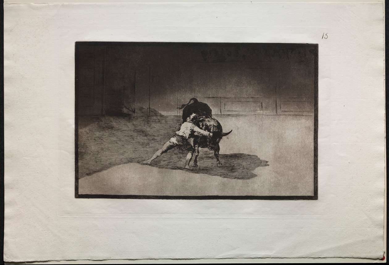 مصارعة الثيران: يضع Martincho الشهير فرقة Banderillas وهي تلعب الثور مع الحركة ... ، 1876. بواسطة فرانسيسكو دي جويا