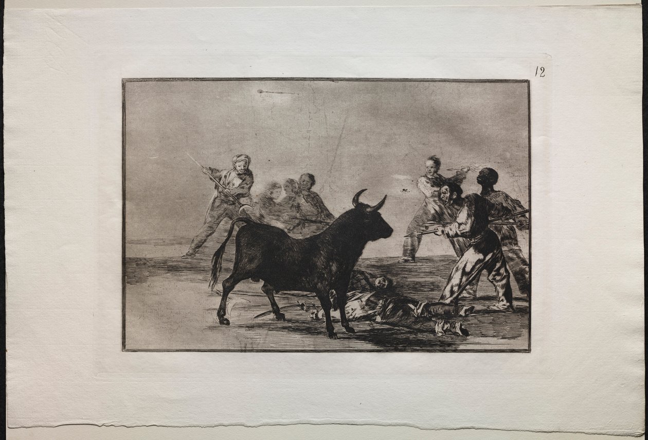 مصارعة الثيران: الرعاع في أوتار الركبة مع الرماح ، المنجل ، بانديريلا وأسلحة أخرى ، 1876. بواسطة فرانسيسكو دي جويا