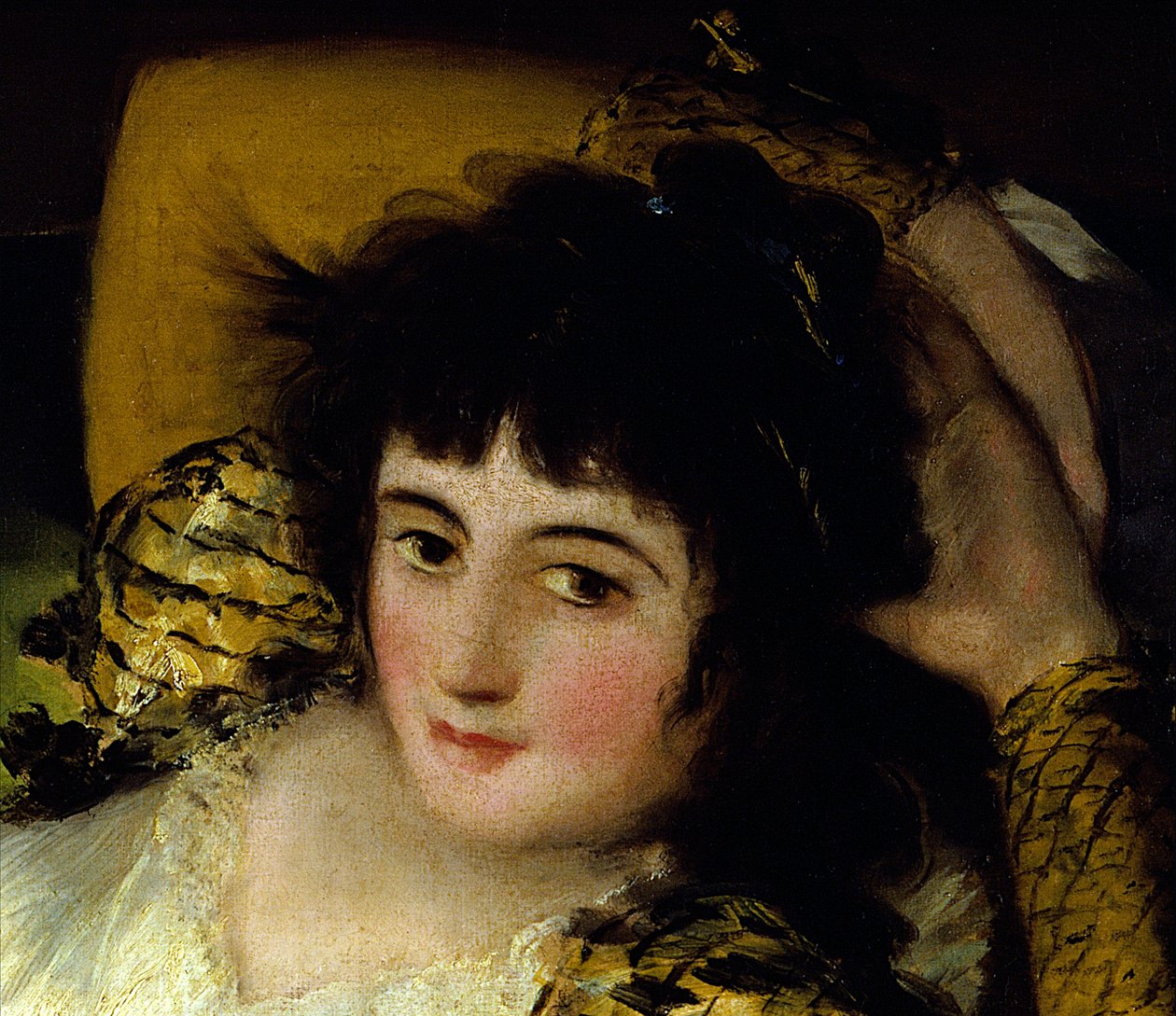 Detail of “” La maja vestida”” (The dressed cutie) Painting by Francisco de Goya (1746-1828) 19th century Sun. 0,95x1,88 m Madrid. Musee Du Prado. بواسطة فرانسيسكو دي جويا