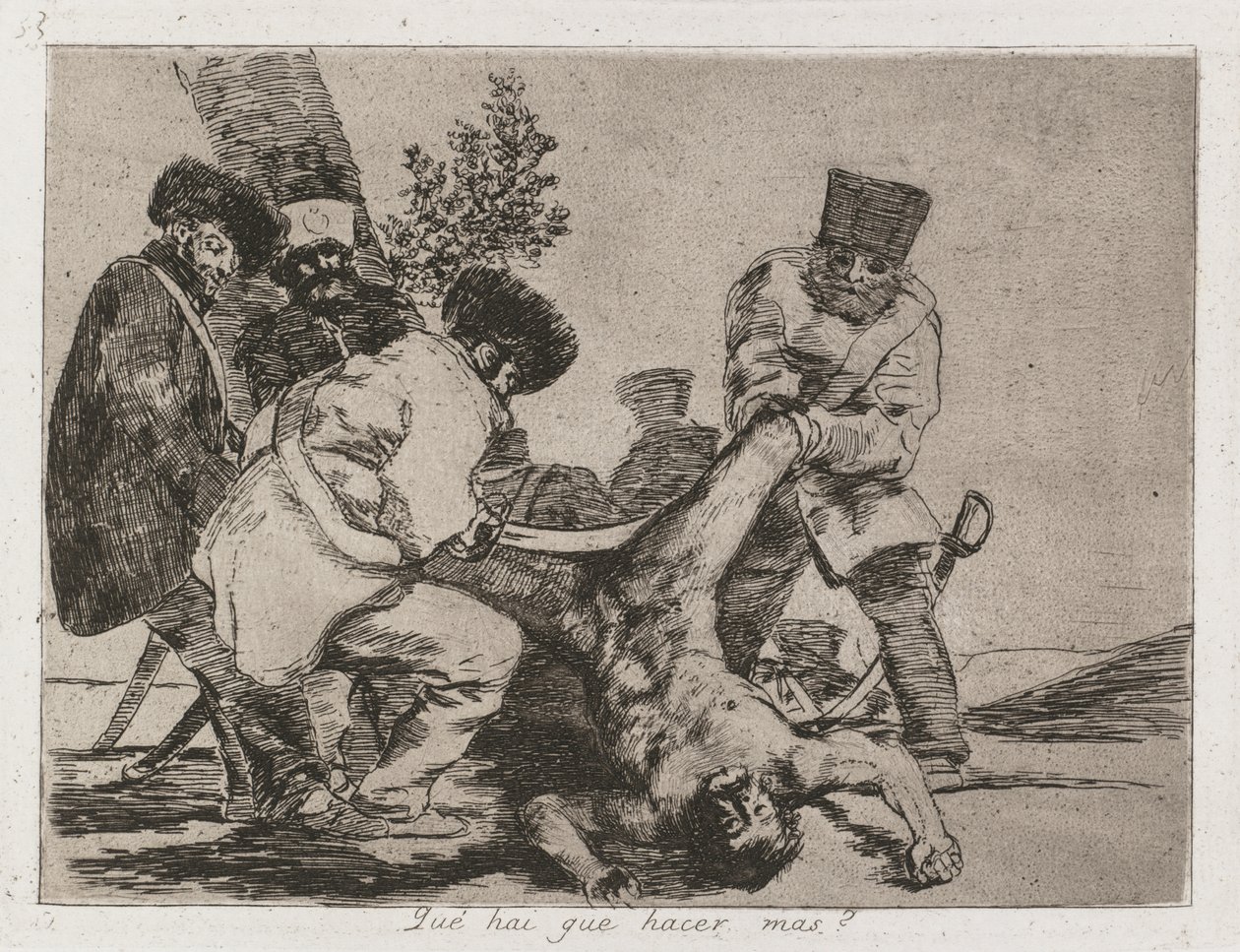 كوارث الحرب: Pl. 33 ، ماذا يمكن للمرء أن يفعل أكثر ، 1810-1813. بواسطة فرانسيسكو دي جويا