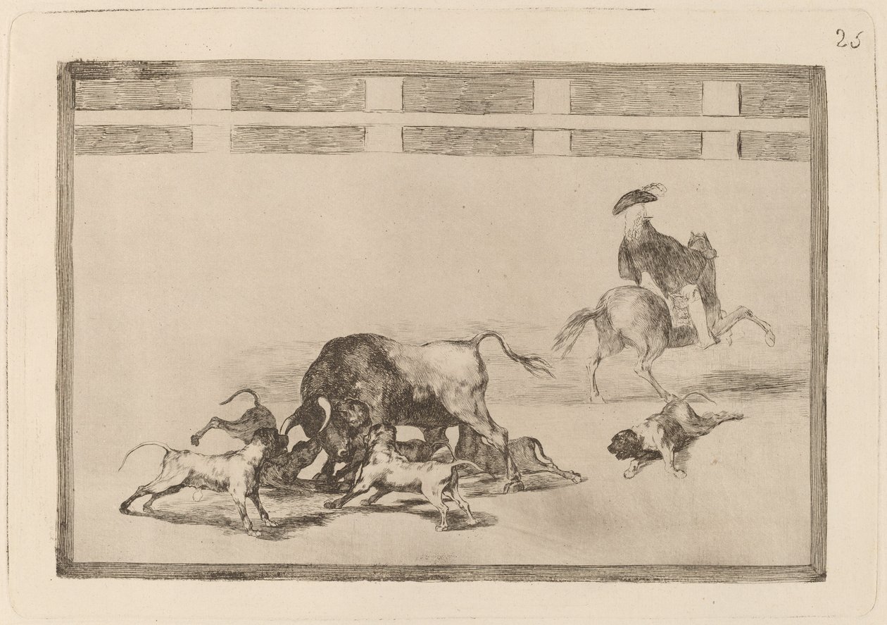 Echan perros al toro (لقد سلبوا كلابًا على الثور) بواسطة فرانسيسكو دي جويا
