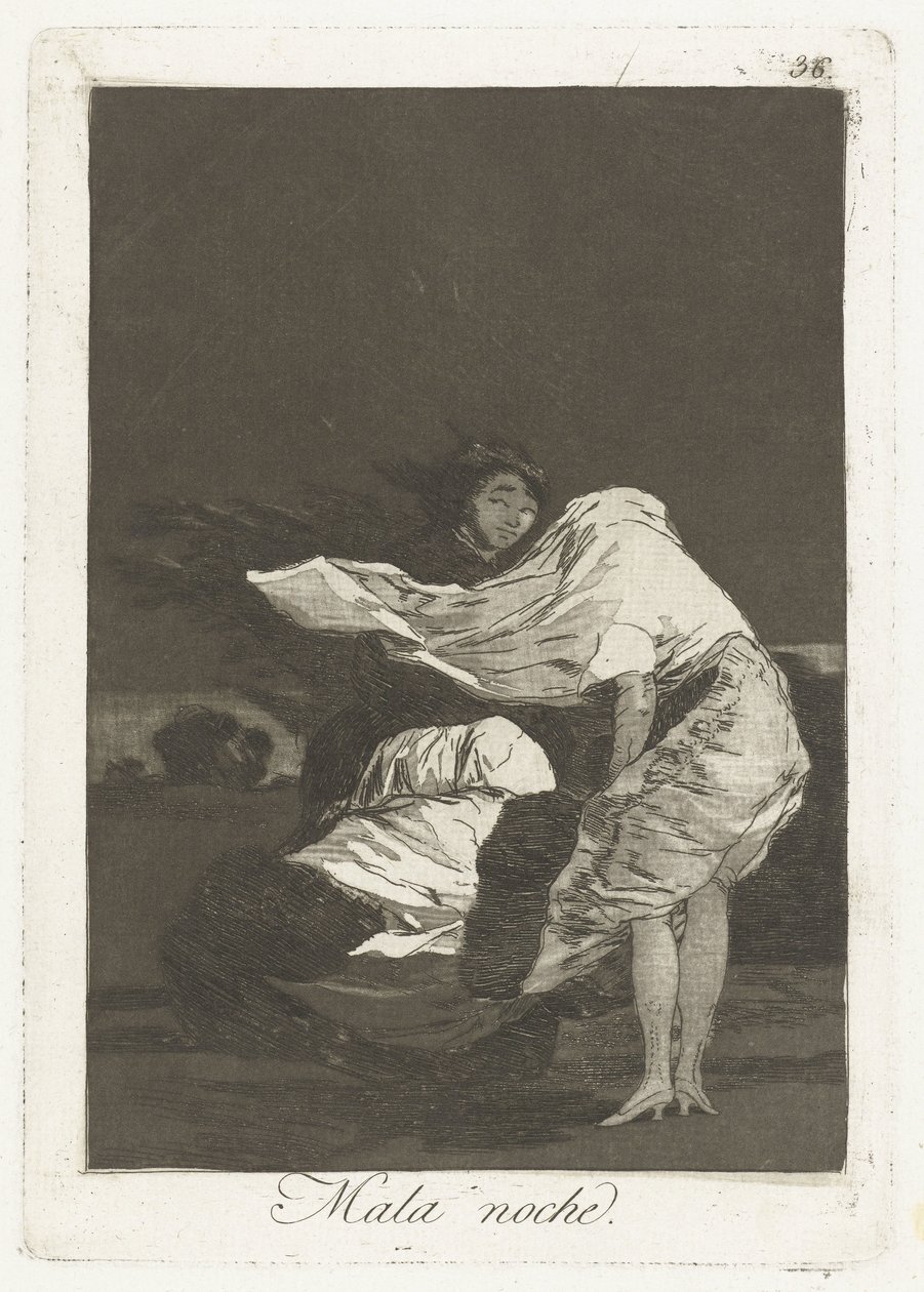 ليلة سيئة Mala noche (العنوان على الكائن) Los Caprichos (عنوان المسلسل) بواسطة فرانسيسكو دي جويا