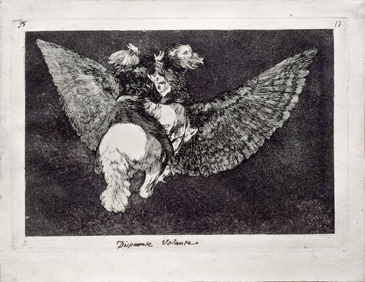 Flying Folly من سلسلة Los Disparates Follies ، 1815-1819 بواسطة فرانسيسكو دي جويا