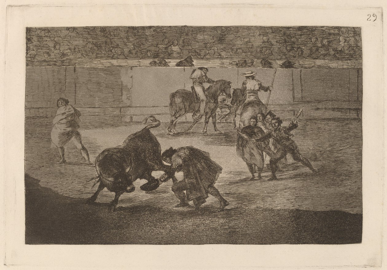 Pepe Illo يصنع الفاصل للثور (Pepe Illo Making the Pass of the "Corte") بواسطة فرانسيسكو دي جويا