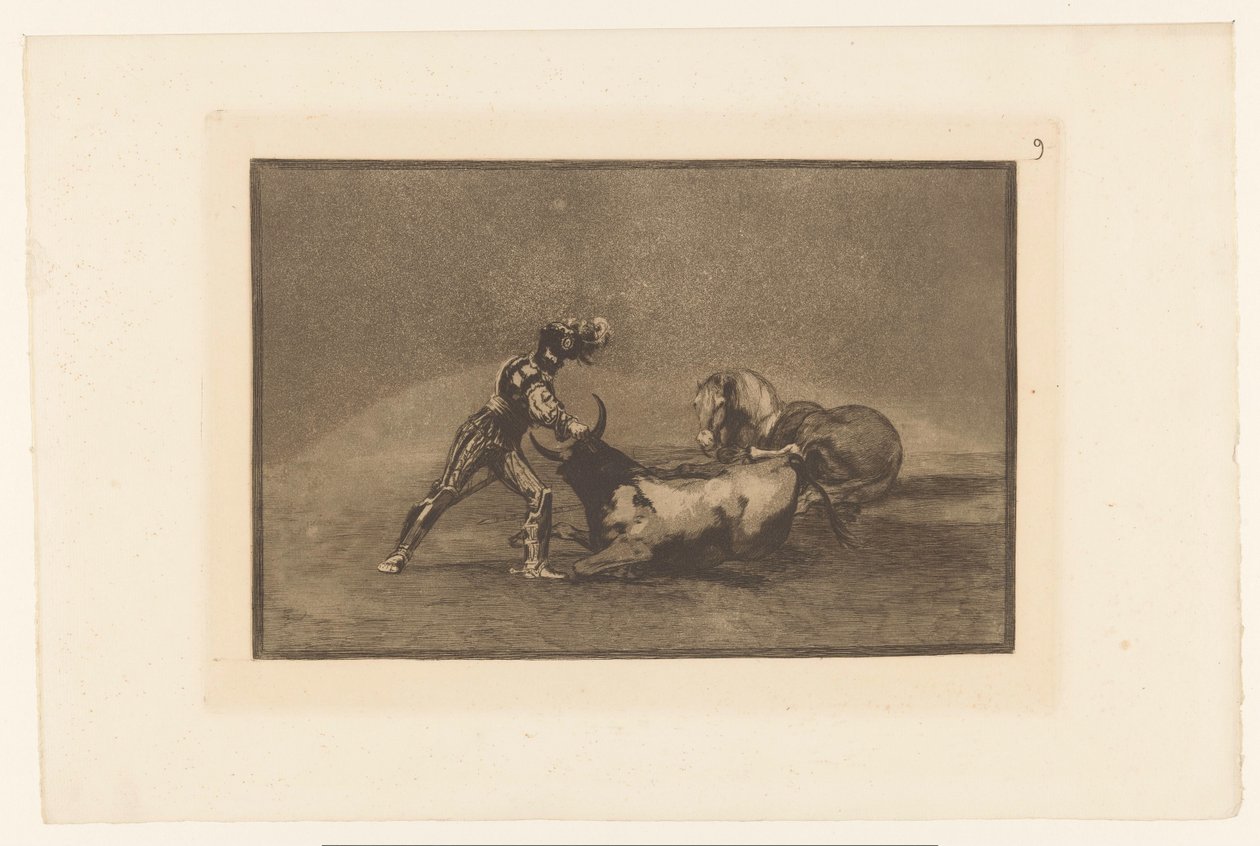 ريدر الاسباني doodt een stier فارس إسباني يقتل ثوراً بعد أن فقد حصانه Stierengevechten (عنوان المسلسل) La Taureaumachie (عنوان المسلسل) مصارعة الثيران (عنوان المسلسل) بواسطة فرانسيسكو دي جويا