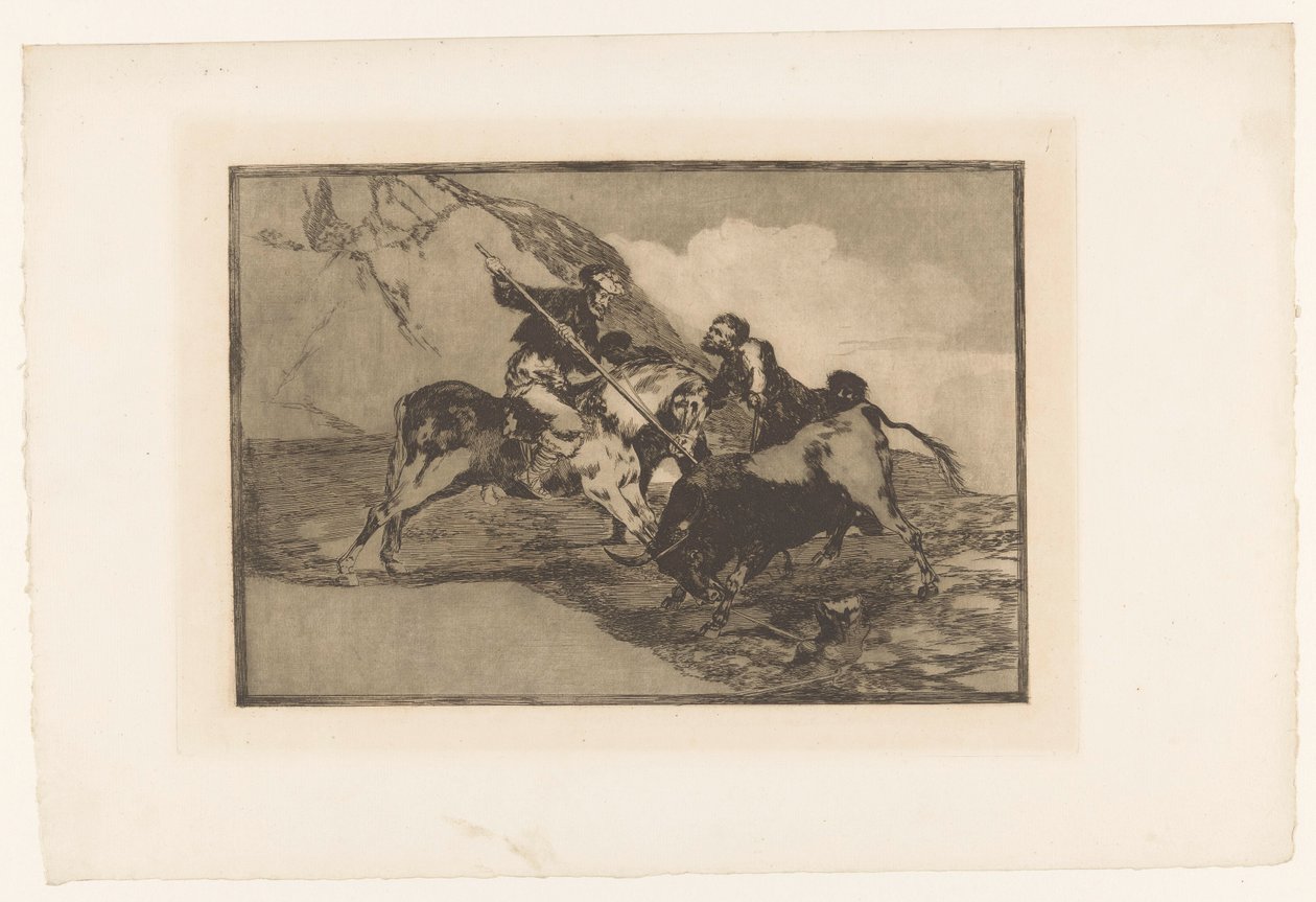 Stierenjacht te paard الطريقة التي كان الإسبان القدماء يصطادون فيها الثيران على ظهور الخيل في الريف Stierengevechten (عنوان المسلسل) La Taureaumachie (عنوان المسلسل) مصارعة الثيران (عنوان المسلسل) بواسطة فرانسيسكو دي جويا