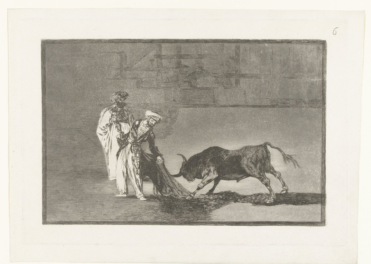 Stierenvechters في ساحة een Arena ، يقوم Moors بعمل كابو آخر في الساحة مع رداء الحمام Stierenvechten (عنوان السلسلة) La Tauromaquia (عنوان السلسلة) بواسطة فرانسيسكو دي جويا