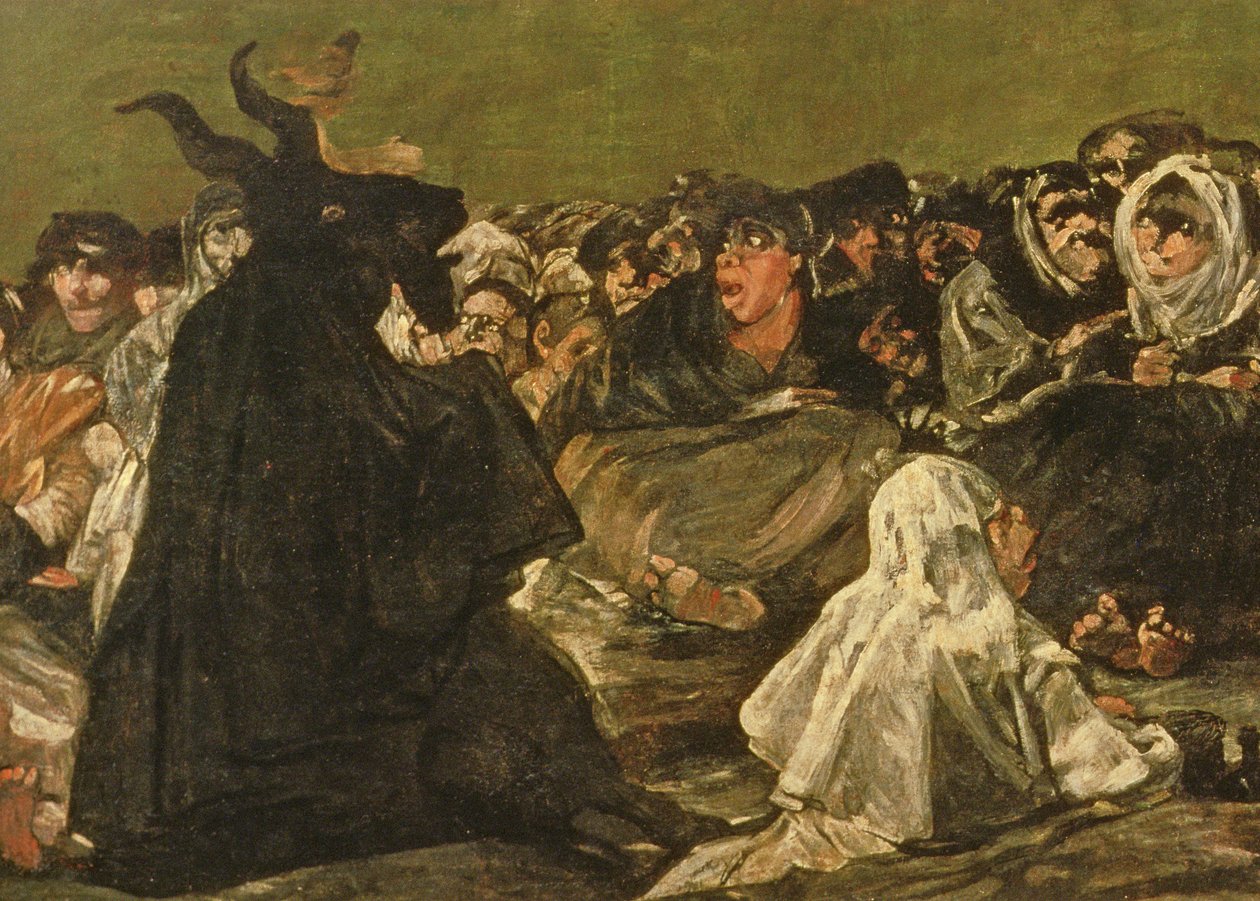 سبت السحرة أو الماعز العظيم ، (إحدى اللوحات السوداء) ، c.1821-23 (تفاصيل 38640) بواسطة فرانسيسكو دي جويا