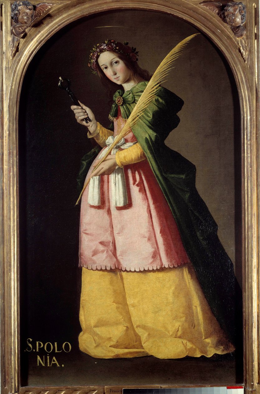 صورة في القدم للقديس أبولو (أو أبولونيا) لوحة لفرانسيسكو دي زورباران (1598-1664) القرن السابع عشر الشمس. 1.34 × 0.67 م. بواسطة فرانسيسكو دي زورباران
